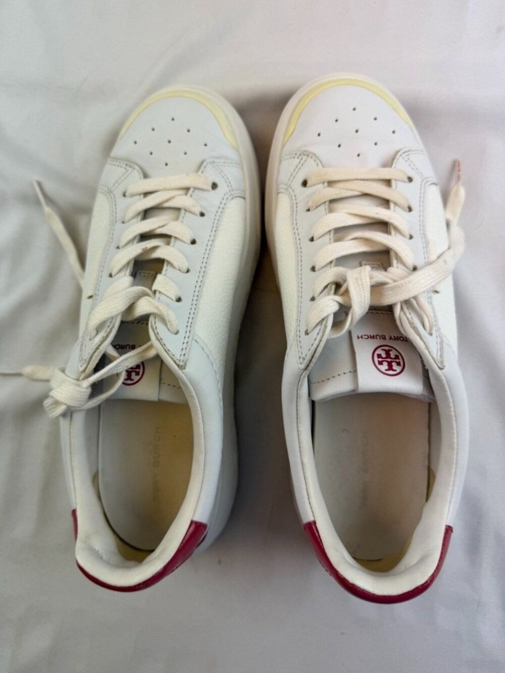 Tory Burch Ladybug Sneaker Size 8.5M White/Berry 149083 Excellent Condition - Picture 7 of 11